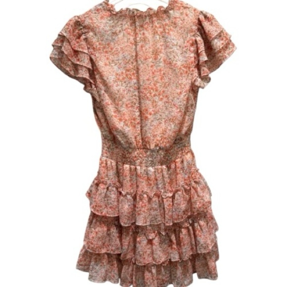1 STATE Floral Ruffle Tiered Dress - Pink and White Size S - Picture 2 of 7